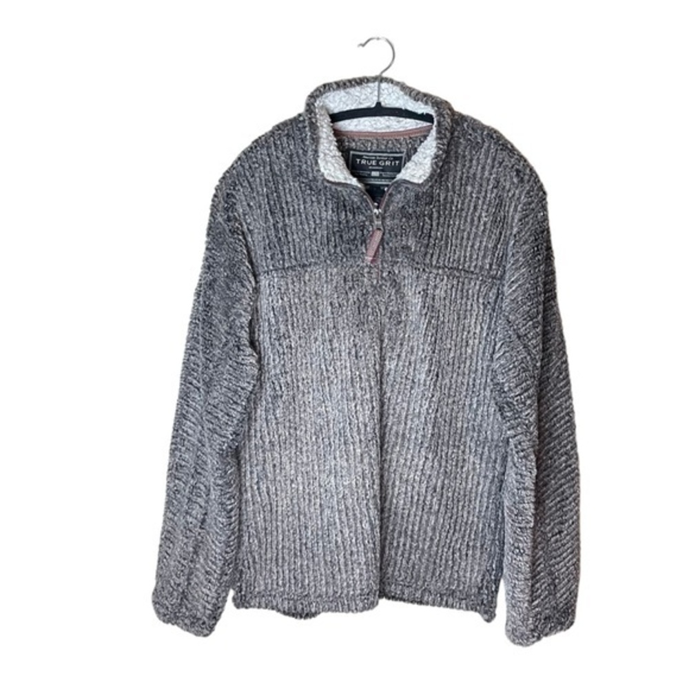 True Grit Grey‎ Sherpa Pull Over Quarter Zip Long Sleeve Size XS Super Soft